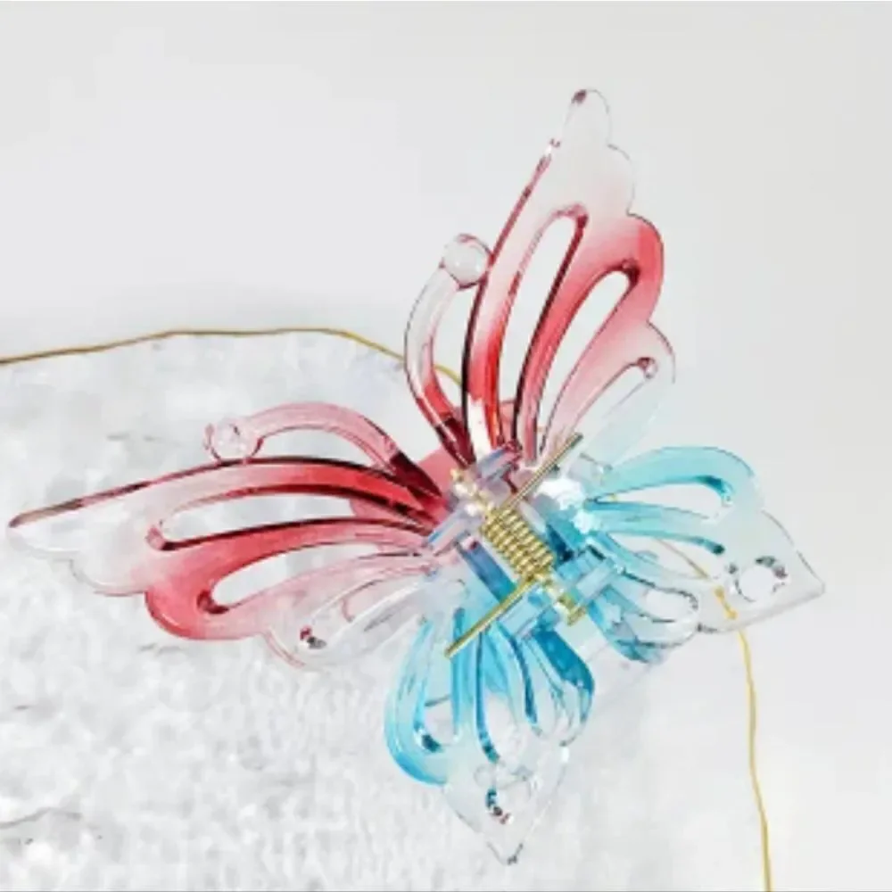 New OMBRE hair clip claw pink, rose,clear, turquoise #rt